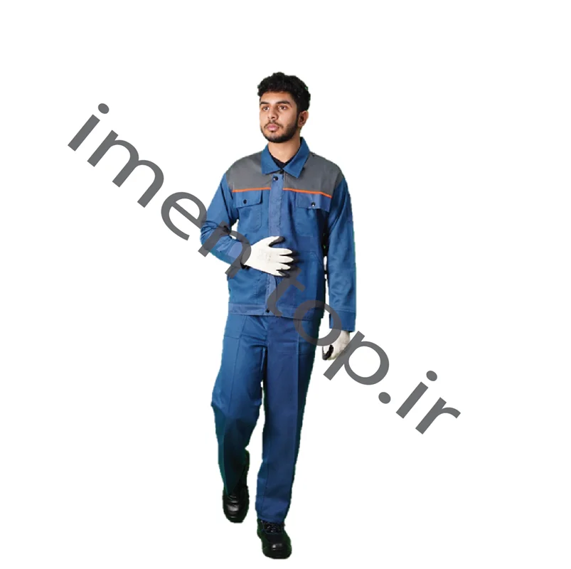 ست لباس کارجیب هلال (طوسی - آبی ) /Crescent pocket work clothes set